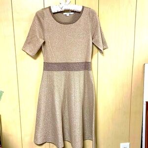 Women’s Boden Gold Metallic Sparkle Knit Dress